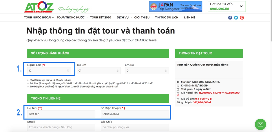 HƯỚNG DẪN ĐẶT MUA TẠI WEBSITE ADENZ TRAVEL